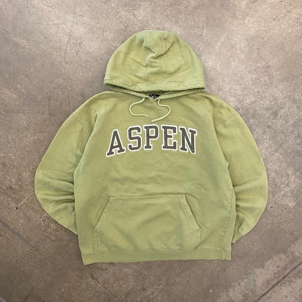 Vintage Aspen Colorado Ski Snowboarding Destination Outdoors 90s Hoodie Size L - Picture 1 of 6